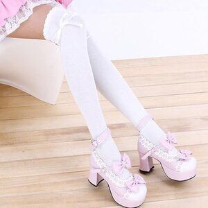 Women's Thigh High White Socks